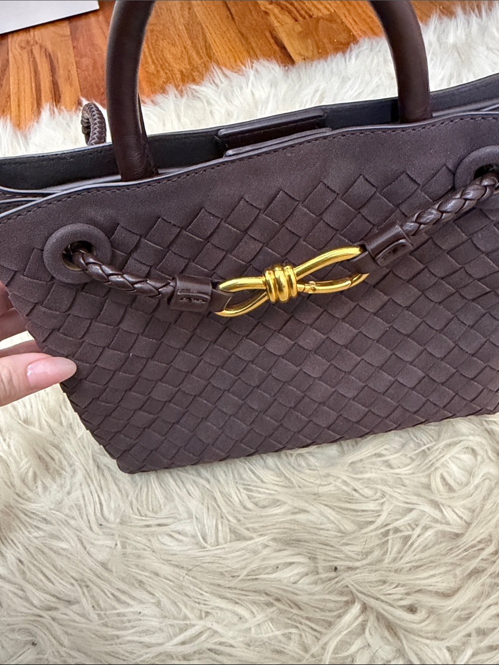 Brown Intrecciato Leather Tote Bag – Bottega Veneta Andiamo Style Copy - Picture 7 of 9